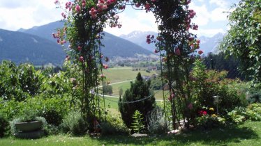 Rosenbogen Ausicht vom Garten