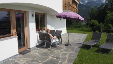 Terrasse Blick: Wilden Kaiser/Ellmauer Tor