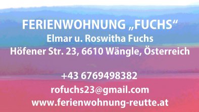 Visitenkarte "Ferienwohnungen Fuchs"