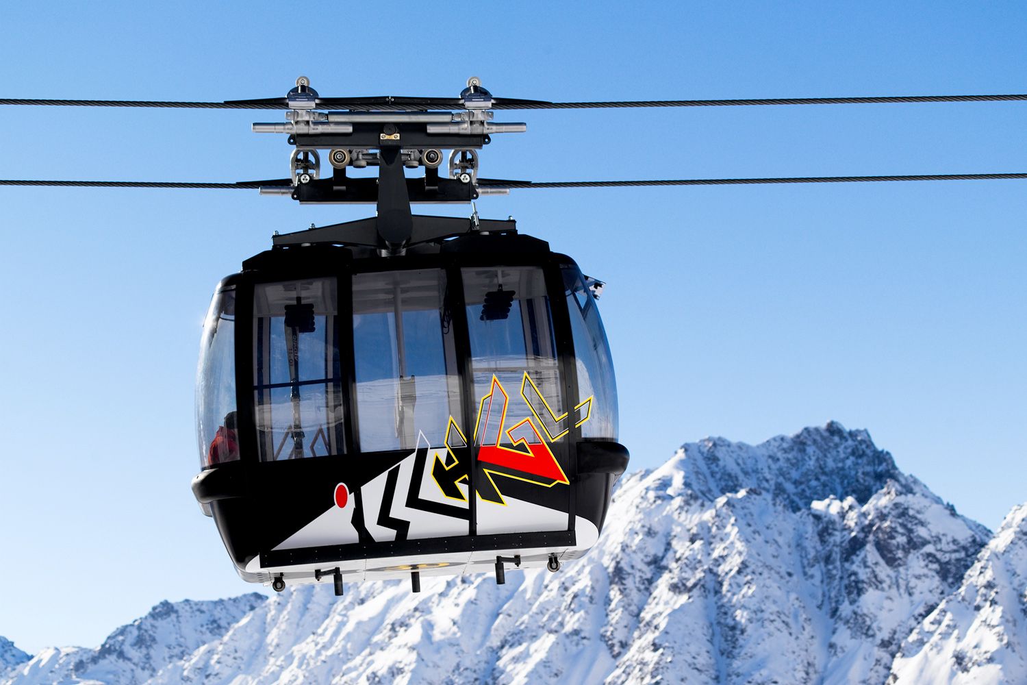 Gondel der Silvrettabahn in Ischgl im Winter