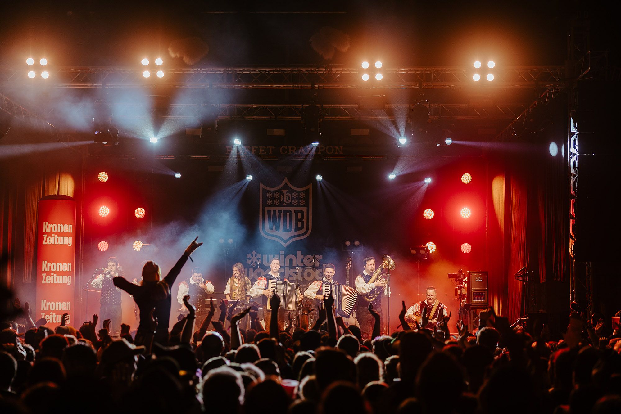 Konzertbühne beim Winter Woodstock der Blasmusik