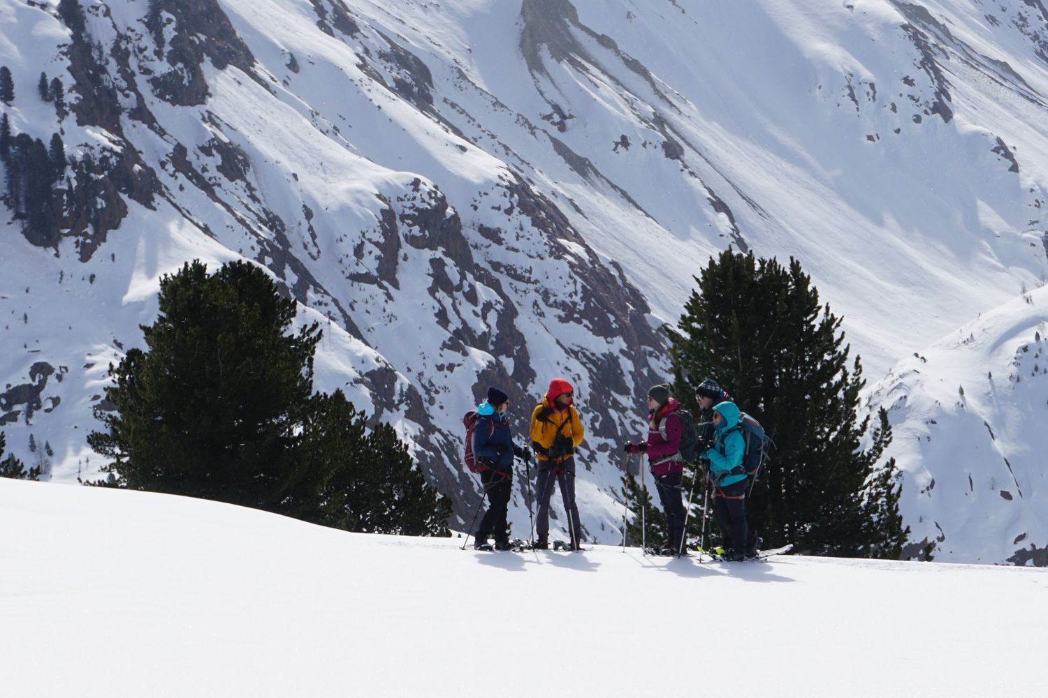 Filmszene die jungen Ärzte, Gruppe Schneeschuhwanderer im Gebirge