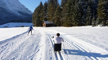 Schlittenlanglauf auf der Loipe Scharnitz Bodenalm, © Region Seefeld