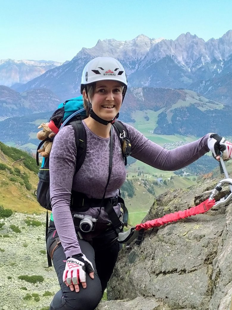 Petra Astner auf dem Klettersteig „Henne“.