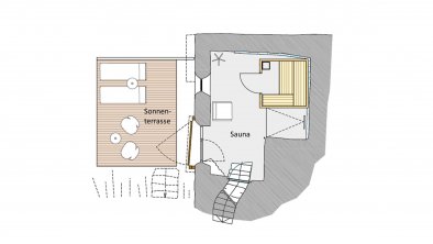Erdgeschoss Sauna und Terrasse