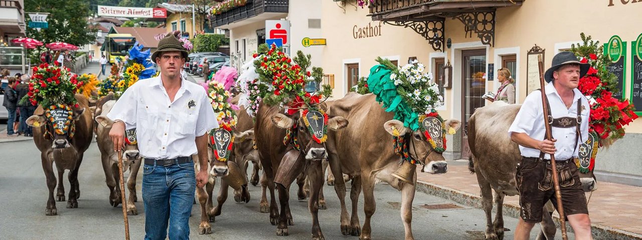 Die Almabtriebe in Kirchberg in Tirol sind alljährlich ein buntes Fest, © TVB Kitzbüheler Alpen - Brixental