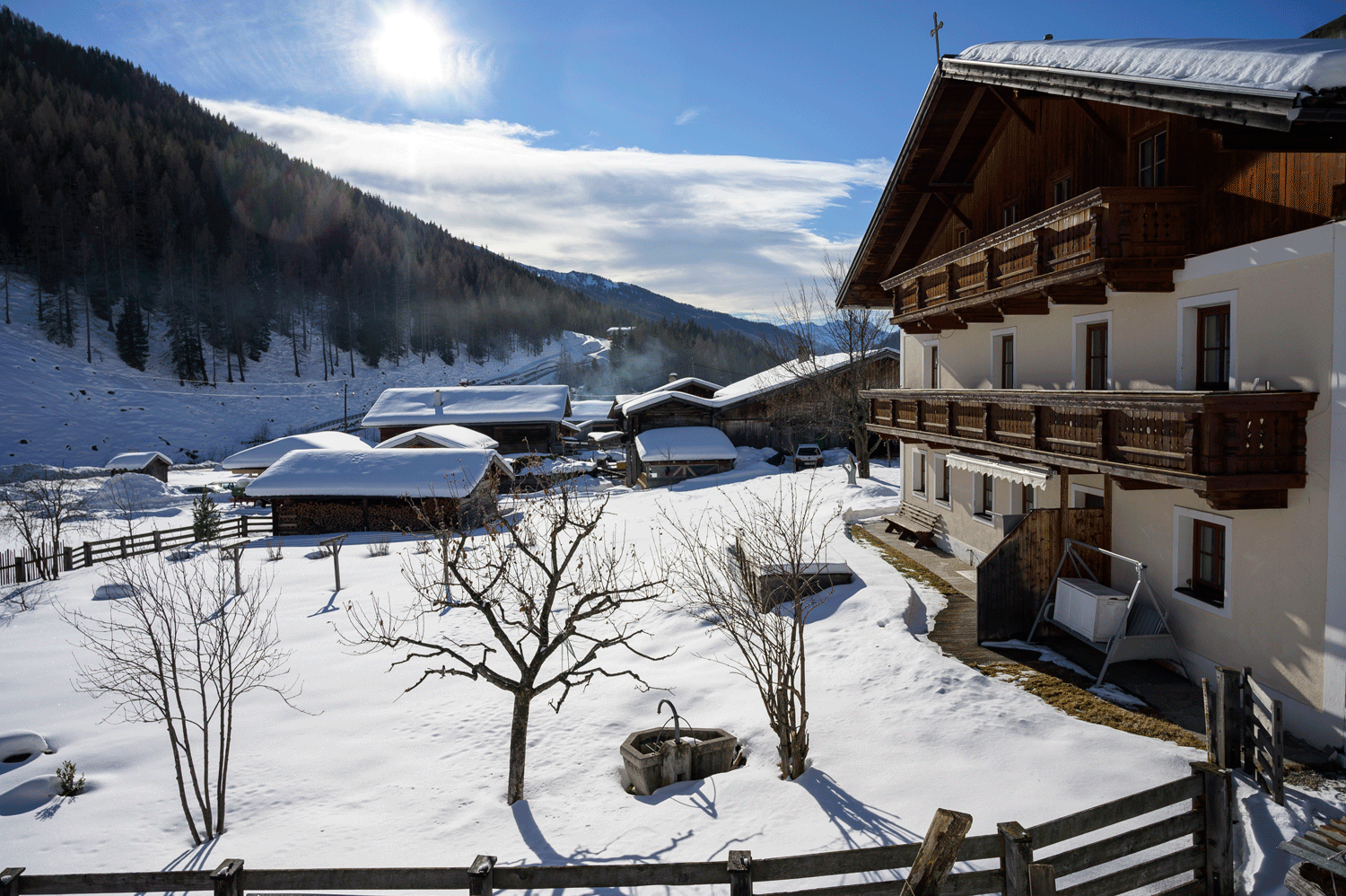 Schmirn-Toldern, Blick von der Pension Gertraud.