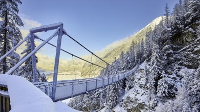 Hängebrücke im Winter