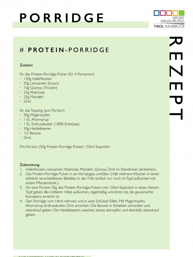 Porridge Rezept, © Olympiazentrum Tirol