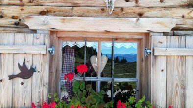 Almfenster mit Blumenpracht